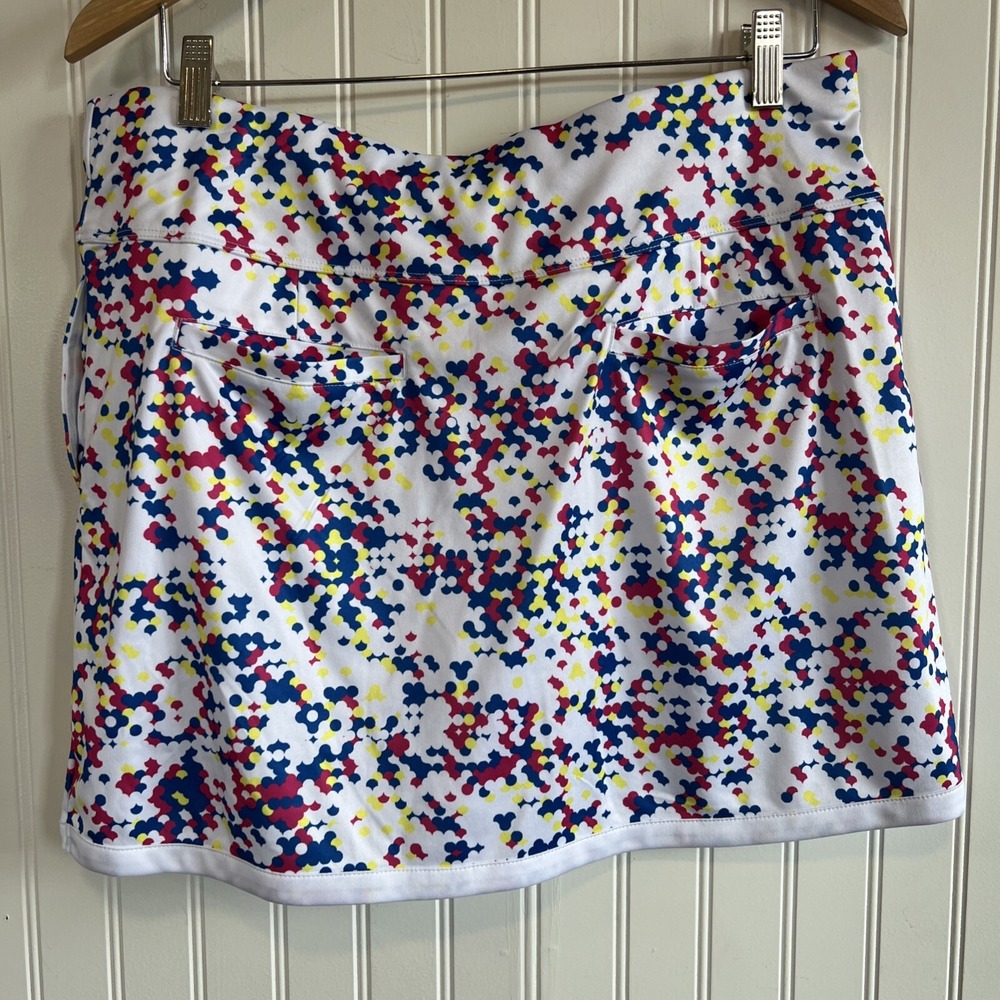 Athletic Golf Tennis Skort Geometric Dot Print Multi Color White Large‎ - Picture 5 of 11
